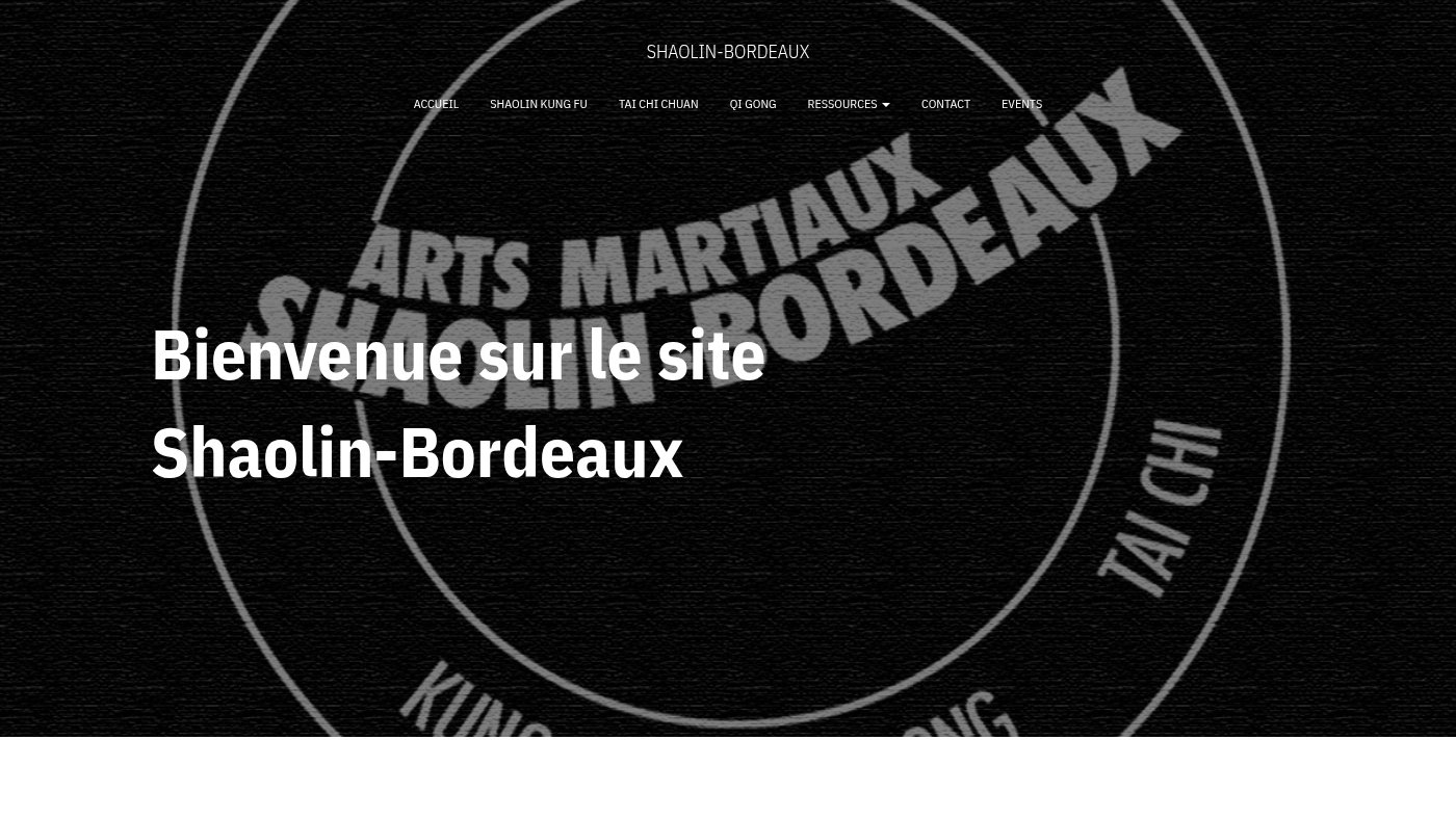The home page of shaolin-bordeaux.fr