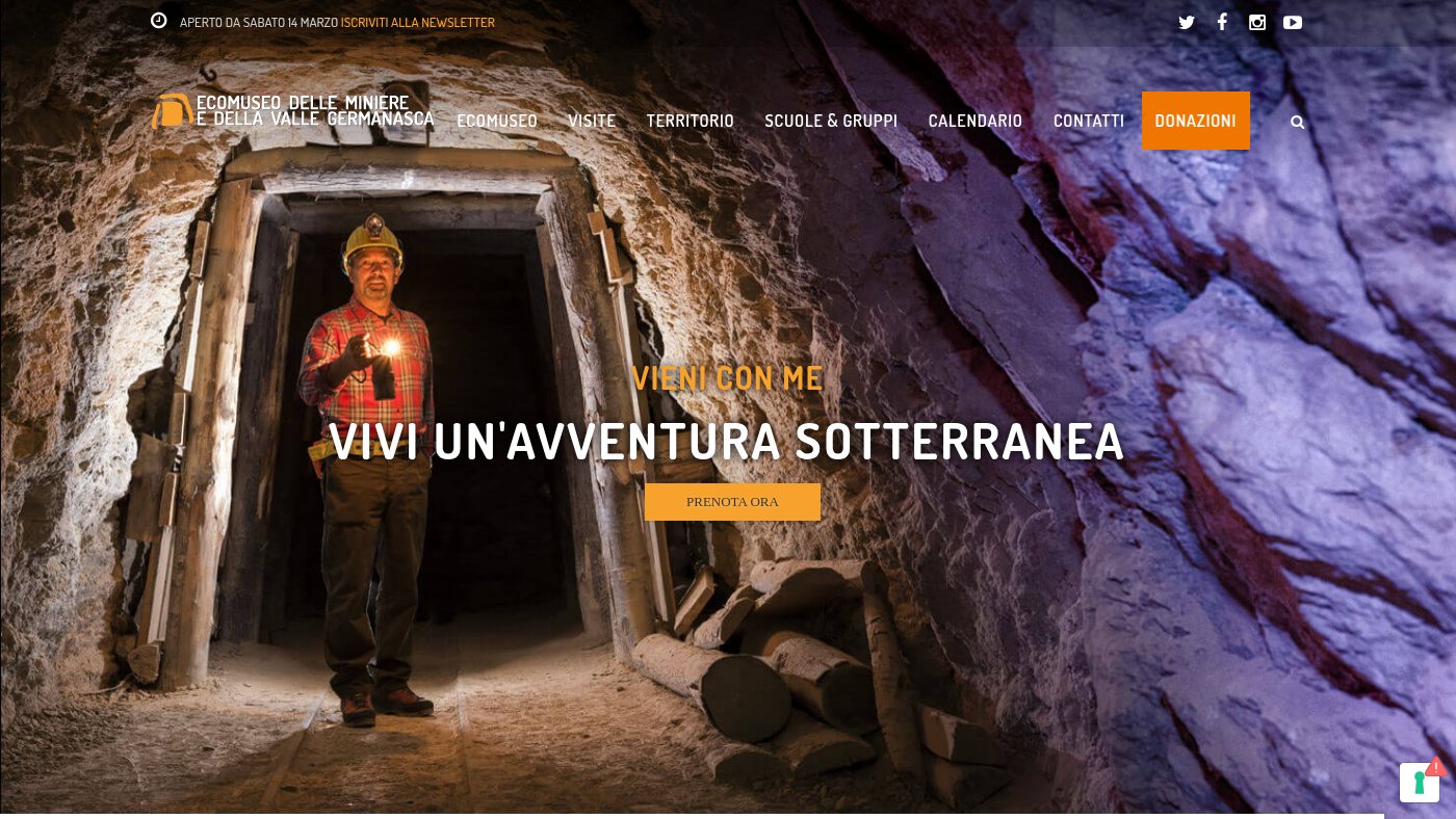 The home page of ecomuseominiere.it