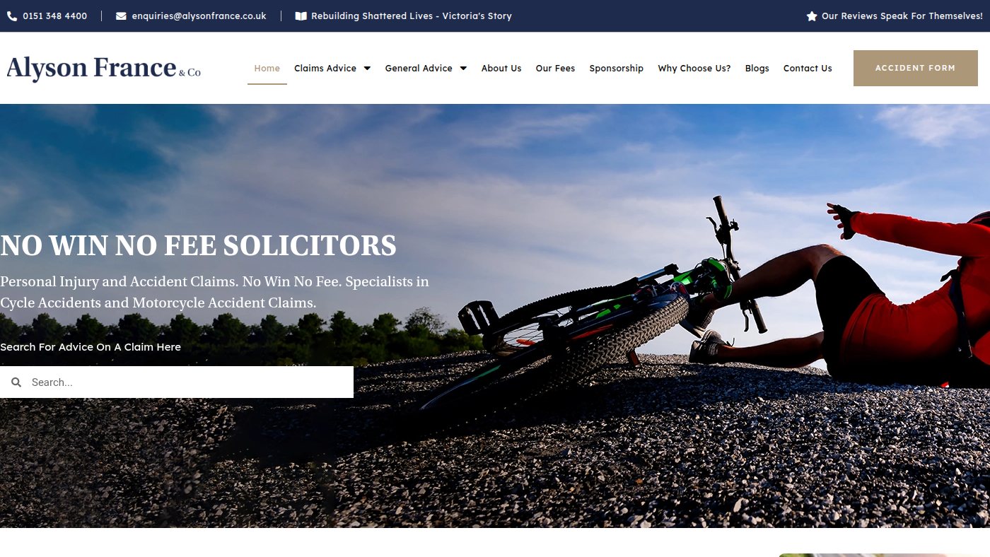 The home page of alysonfrance.co.uk