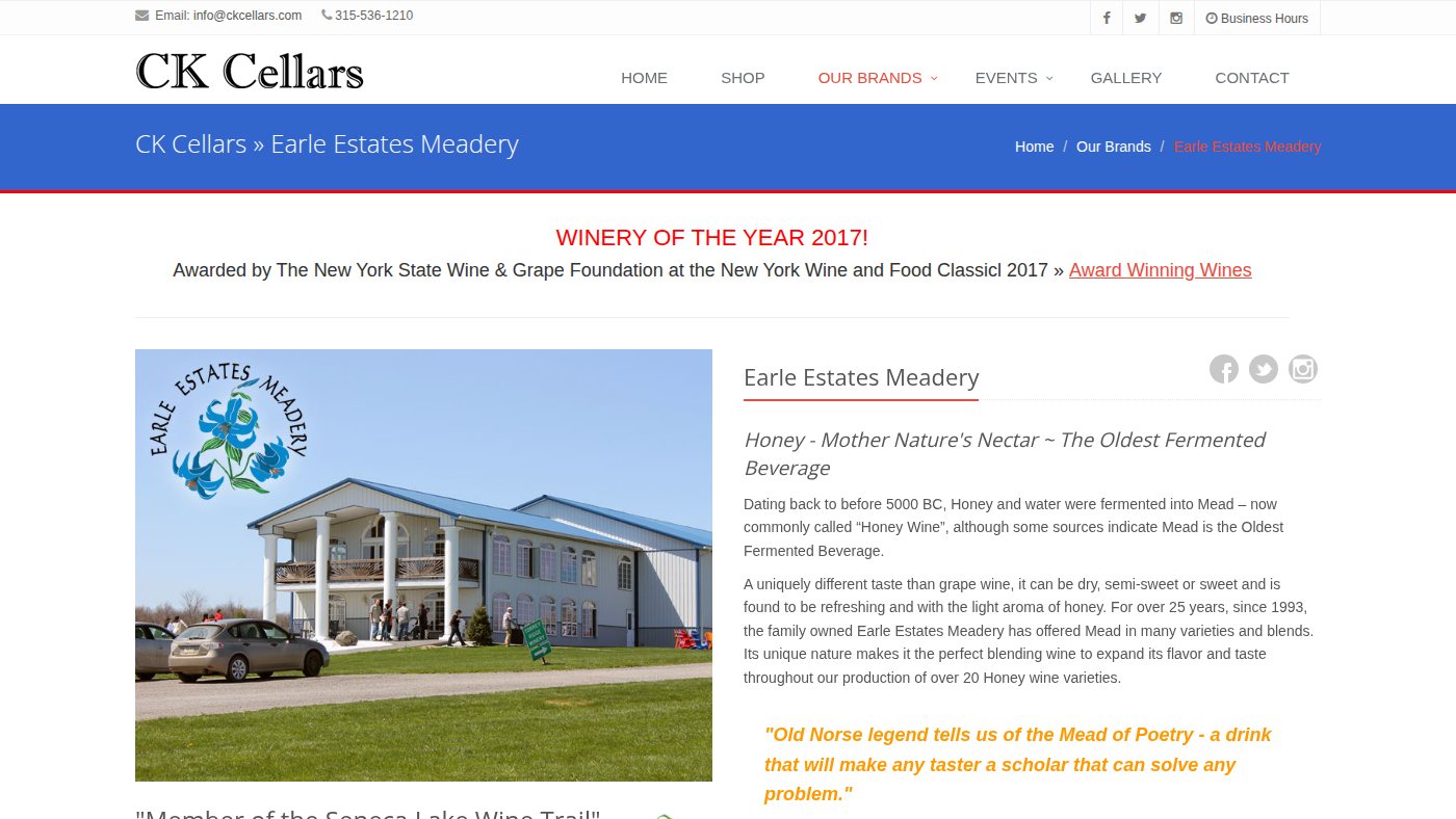 The home page of meadery.com