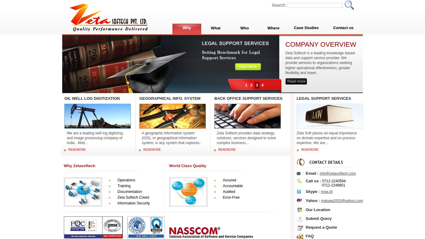 The home page of zetasoftech.com