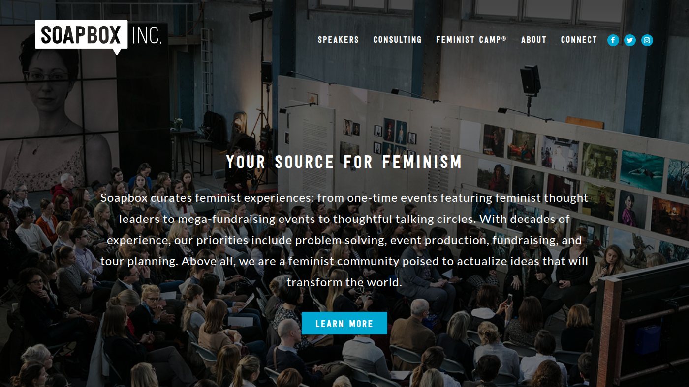 The home page of soapboxinc.com