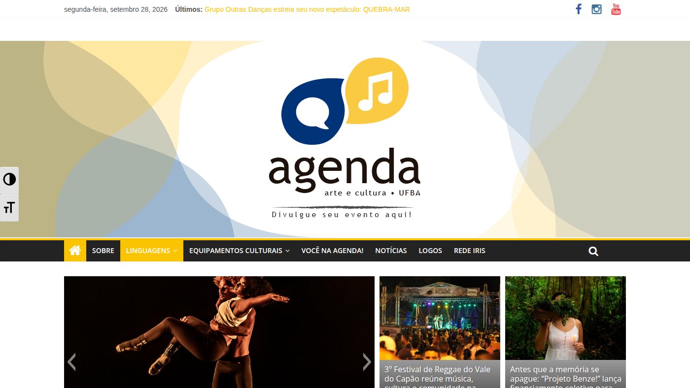The home page of agendartecultura.com.br