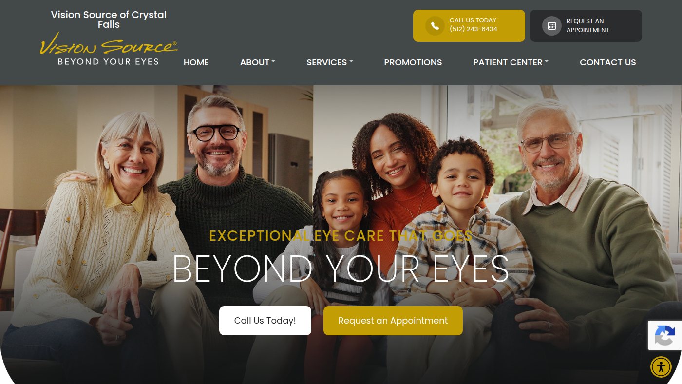 The home page of visionsource-crystalfalls.com
