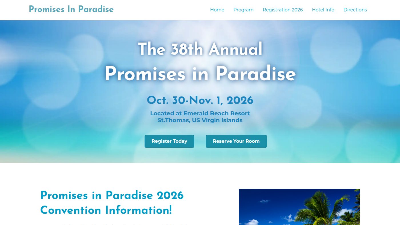 The home page of promisesinparadise.com