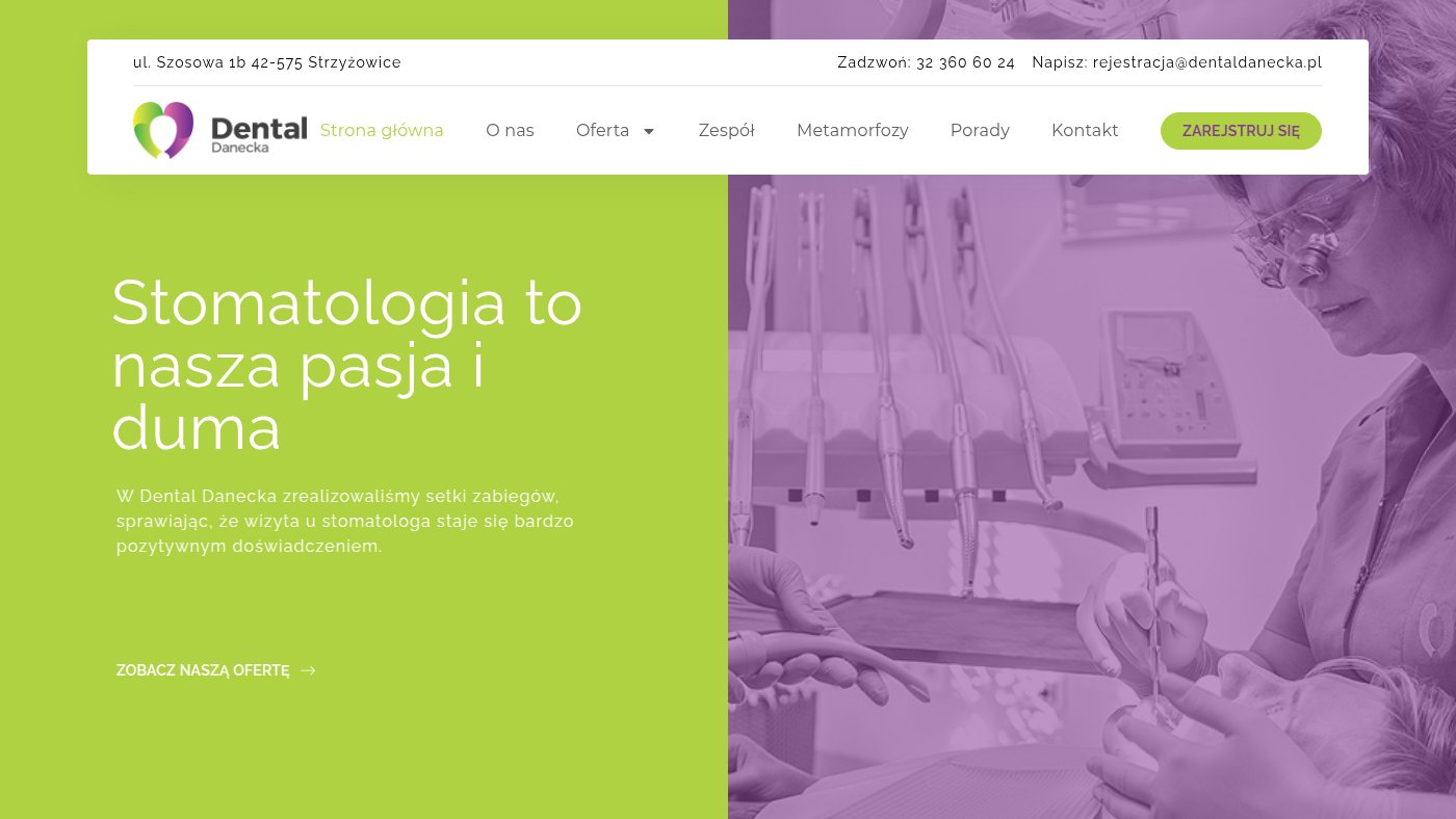 The home page of dentaldanecka.pl