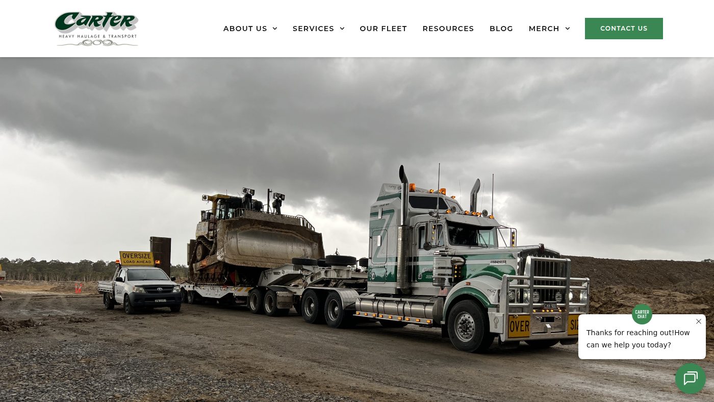 The home page of carterheavyhaulage.com.au