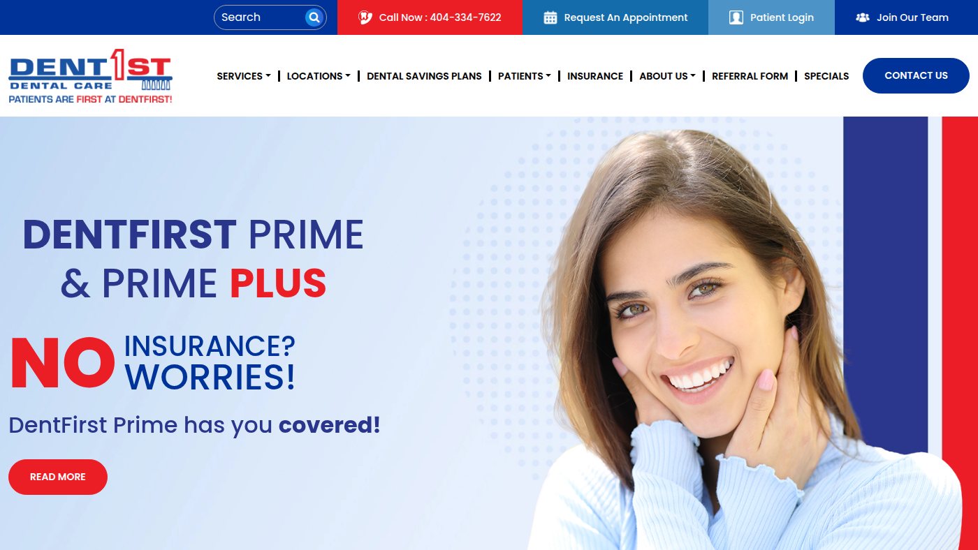 The home page of dentfirst.com