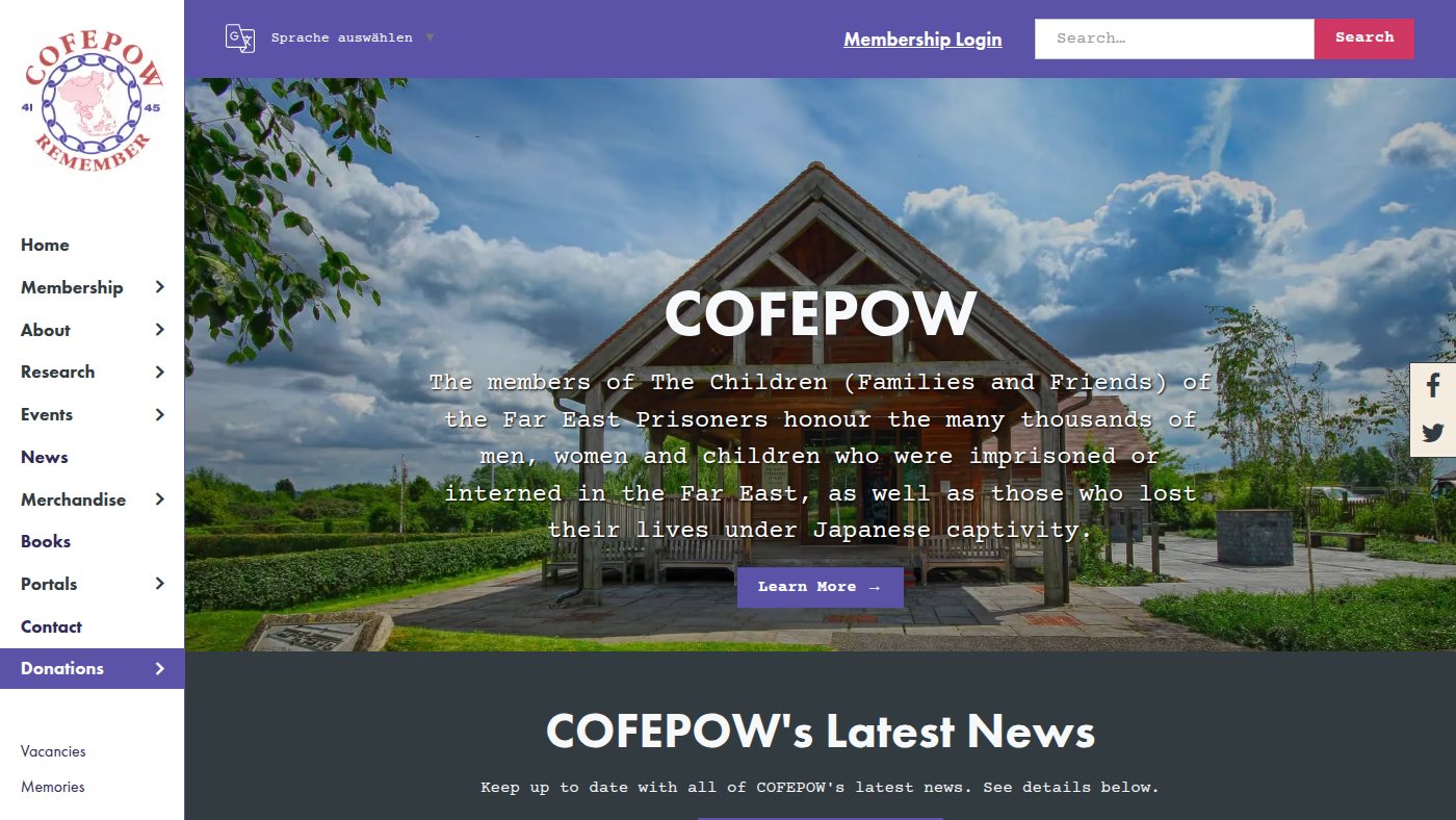 The home page of cofepow.org.uk