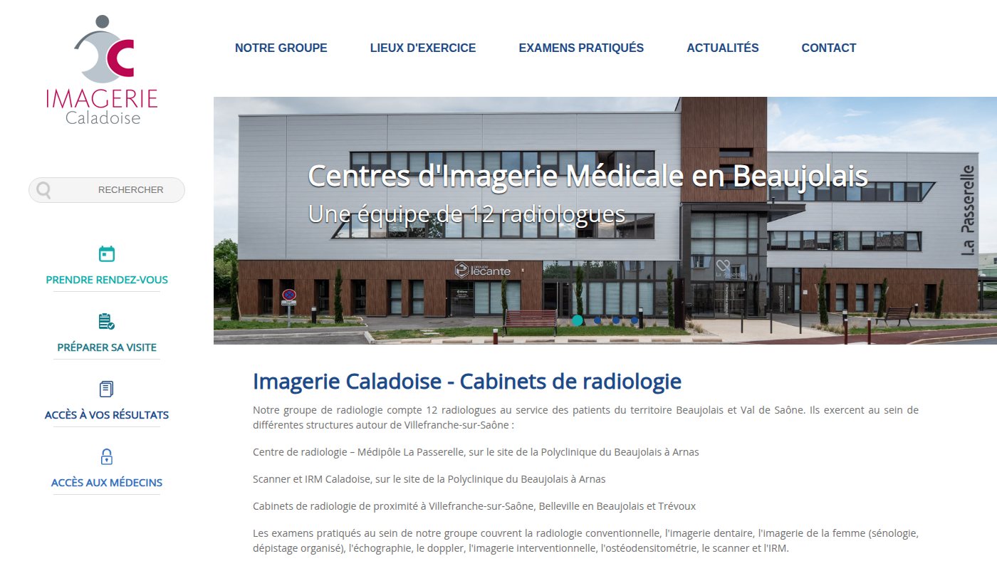 The home page of imageriecaladoise.fr