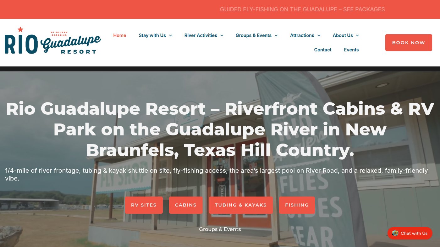 The home page of rioguadaluperesort.com