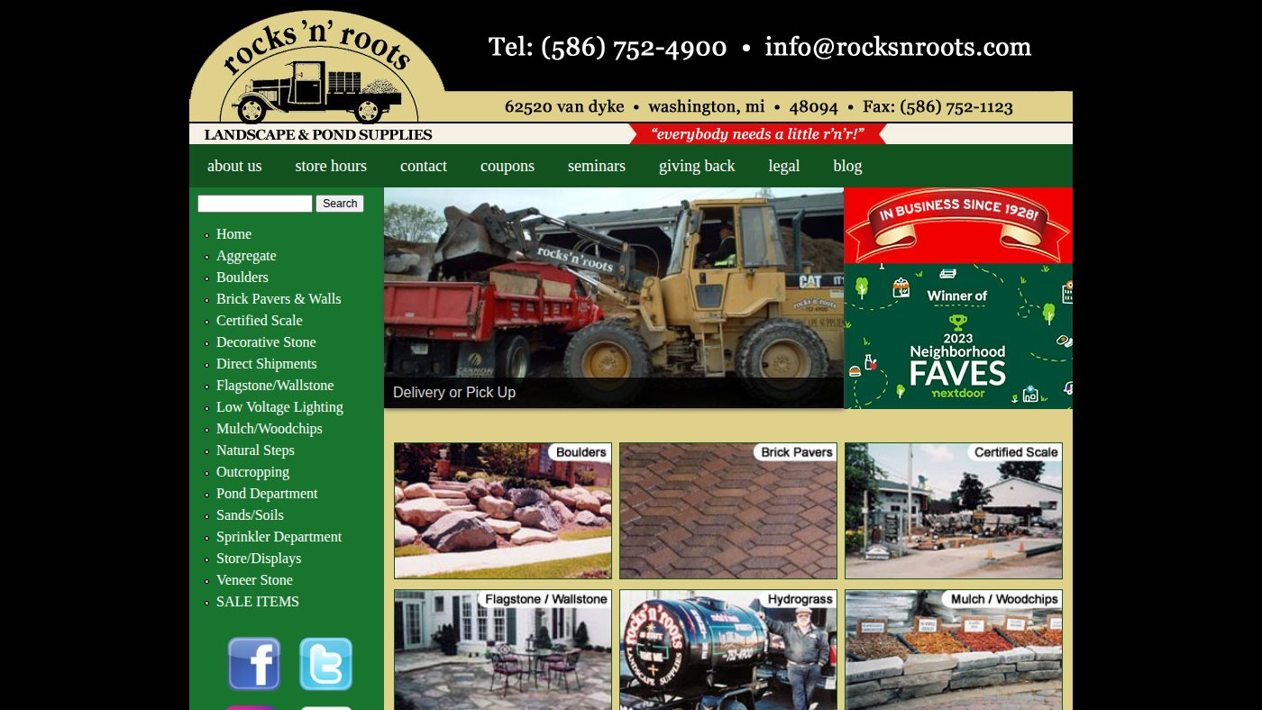 The home page of rocksnroots.com