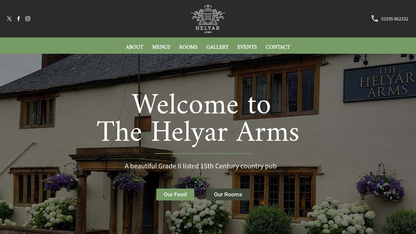 The home page of thehelyararms.com