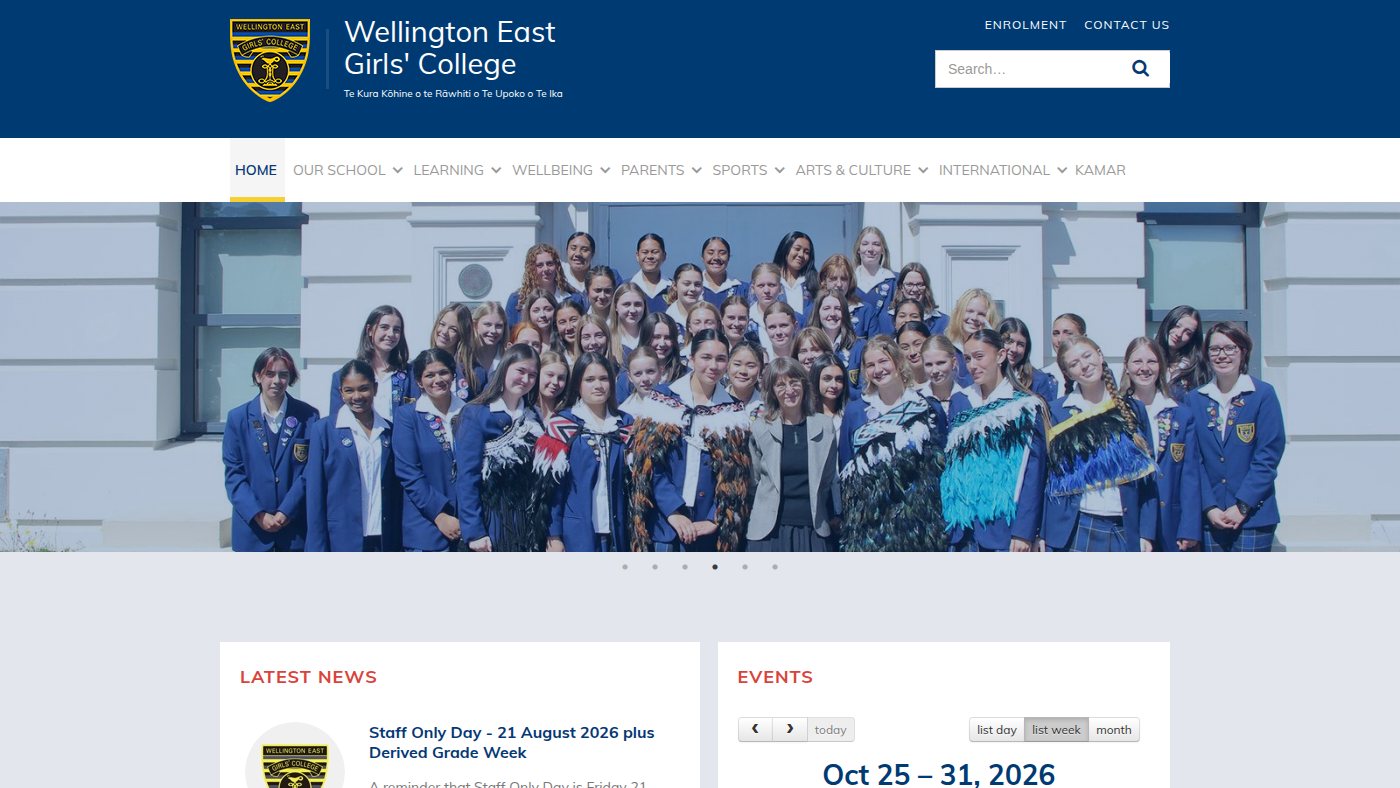 The home page of wegc.school.nz