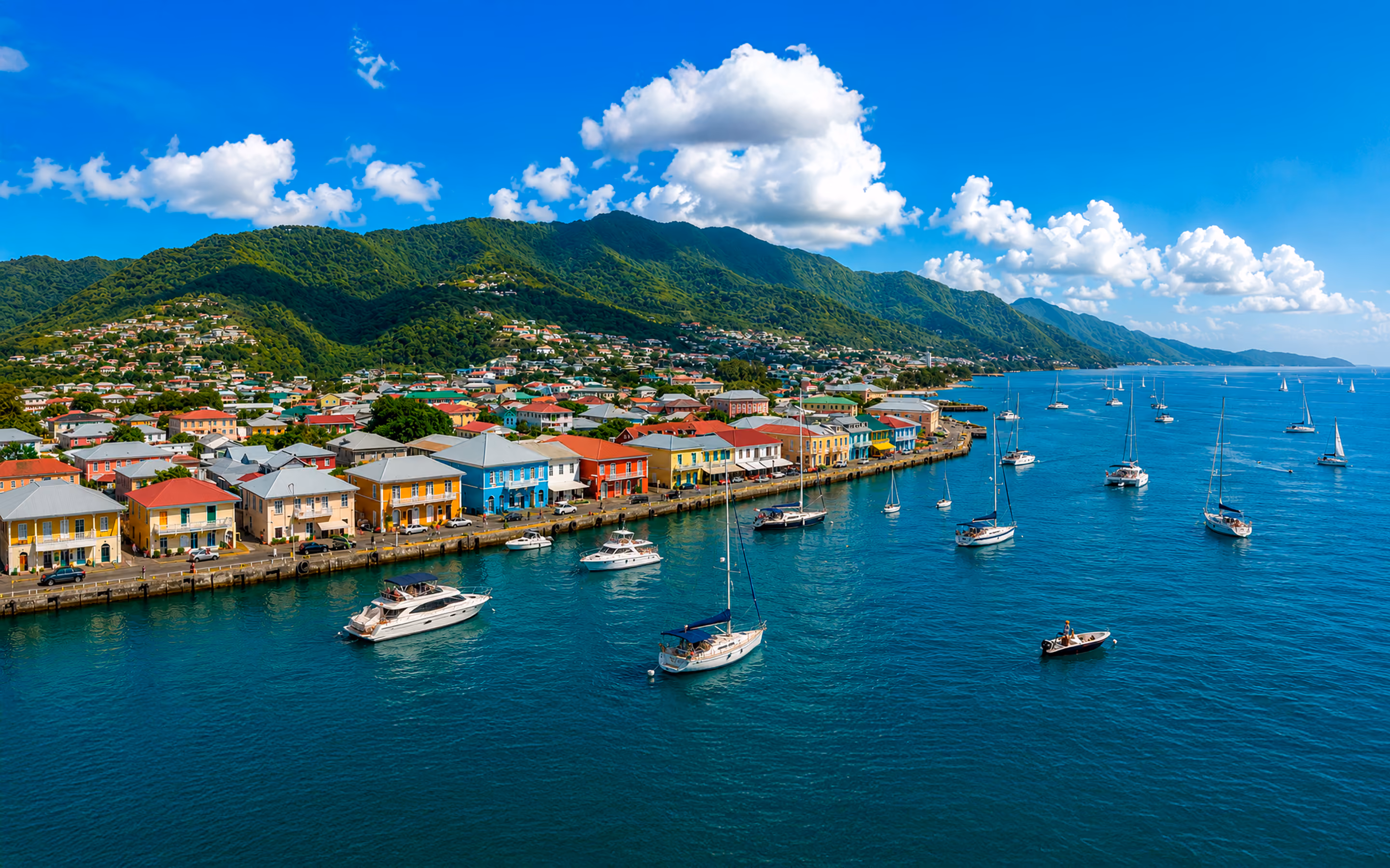 Dominica — mountains and ocean at dusk