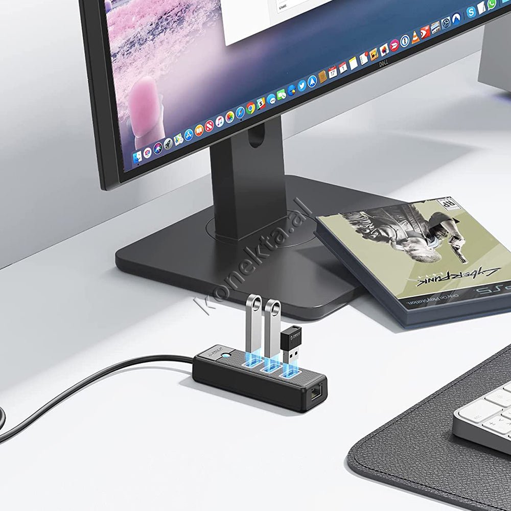 Orico USB Hub, 3 Porta USB3.0 dhe LAN, E zezë - Thumbnail 7