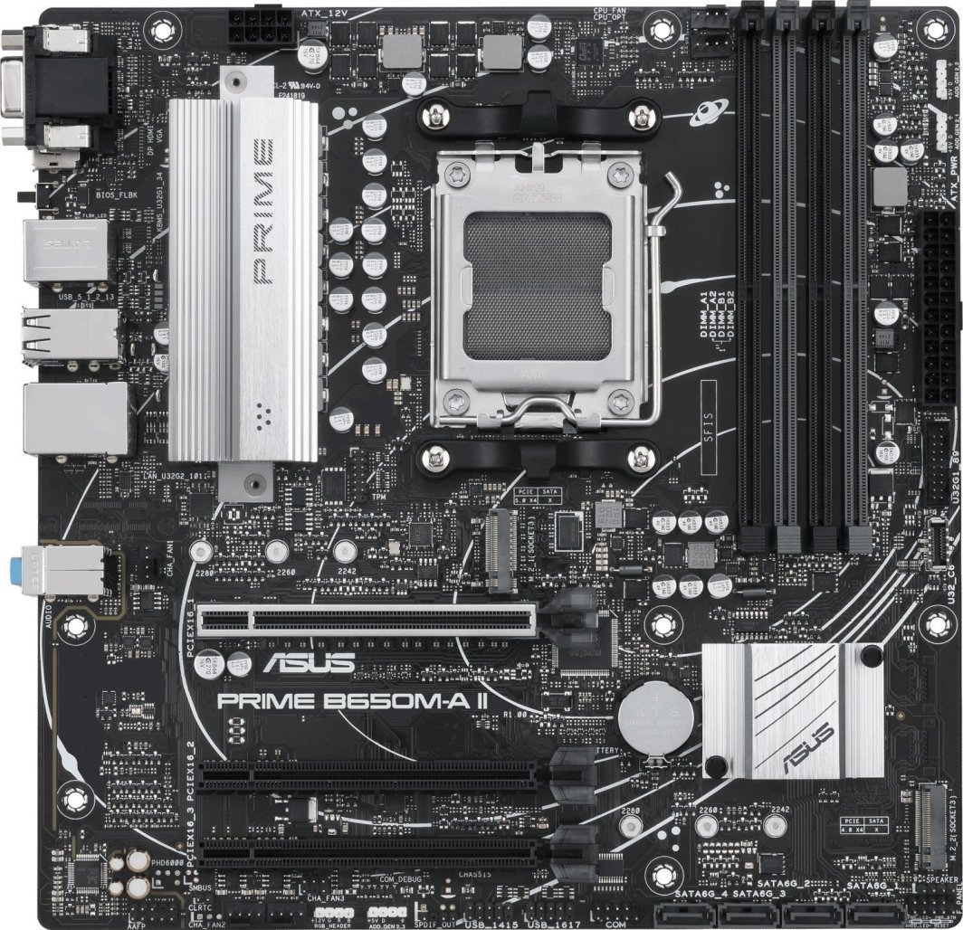 ASUS PRIME B650M-A II-CSM Motherboard, Micro ATX, DDR5, PCIe 5.0, Black - Thumbnail 2