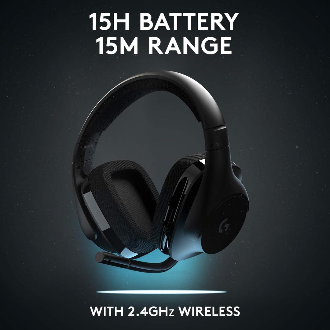 Logitech G533 Gaming Headphones, Black, Wireless, 7.1 Surround Sound - Thumbnail 6