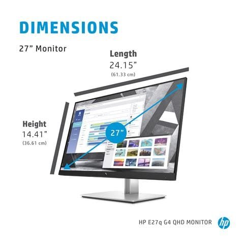 HP EliteDisplay E27Q G4 Monitor, 27" IPS LED, 2560x1440 2K, 60Hz - Thumbnail 2