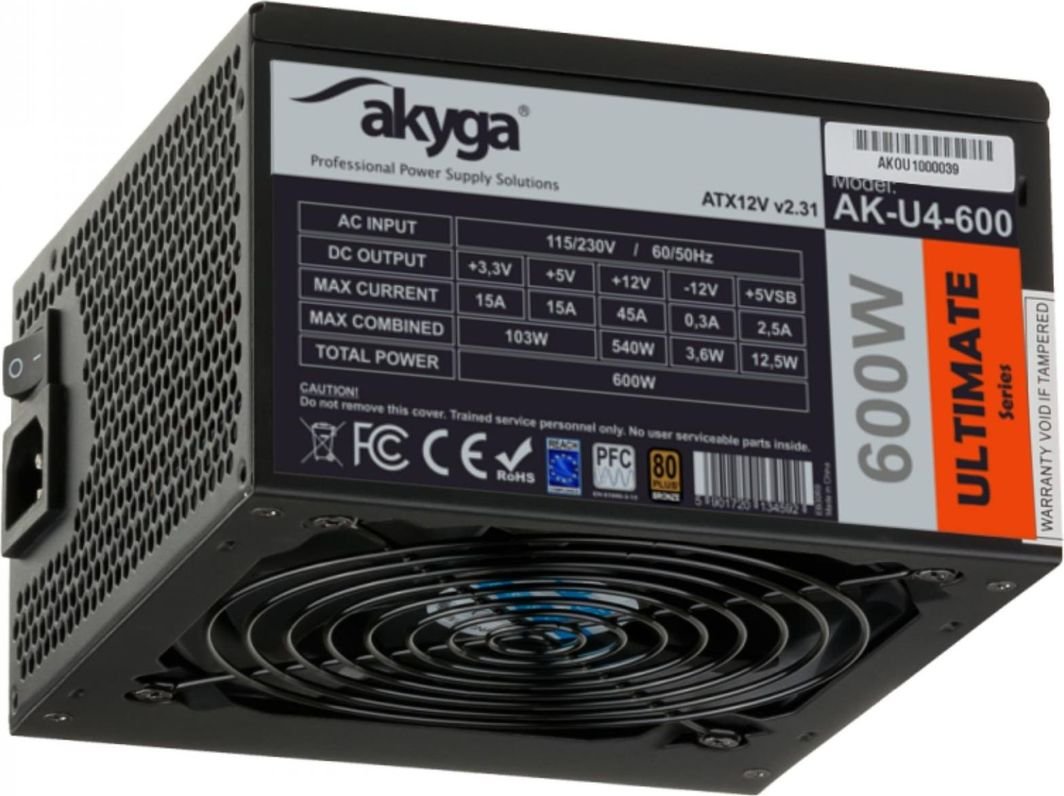 Akyga Ultimate AK-U4-600 Power Supply, 600W - Image 1