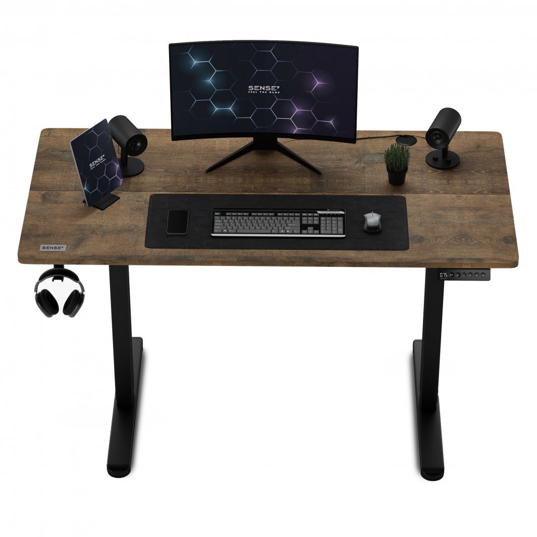 SENSE7 Nojo Electric Table, 120cm x 60cm, Black/Wood - Thumbnail 7