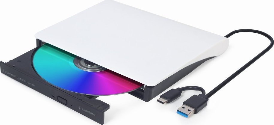 Gembird DVD-USB-03-BW External Optical Drive, White - Image 1