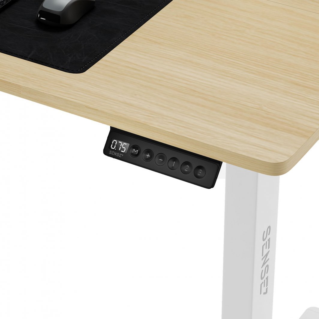 SENSE7 Nojo Electric Table, 120cm x 60cm, White / Light Wood - Thumbnail 4
