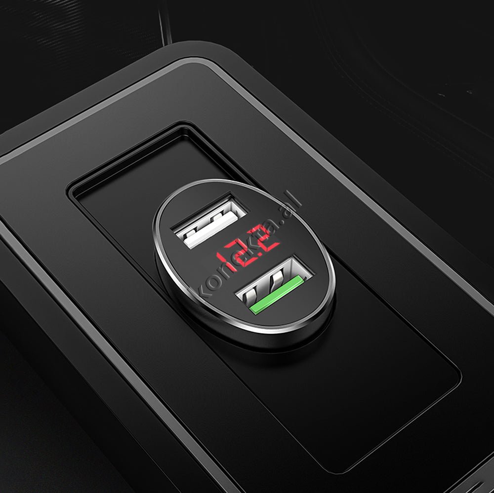 WiWU Car Charger, 30W, Black, Dual USB Ports - Thumbnail 4