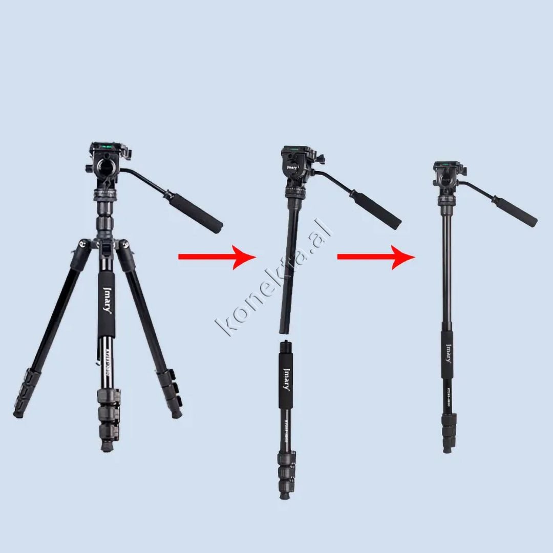 Jmary Trekëmbesh Tripod me Kokë Hidraulike, i Çmontueshëm si Monopod, Gjatësi e Rregullueshme - Thumbnail 7