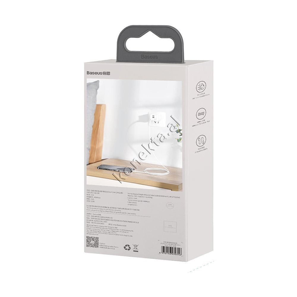 Baseus Charging Cable, 1.5m, White, Fast Charge 20W, Type-C to Lightning - Thumbnail 12