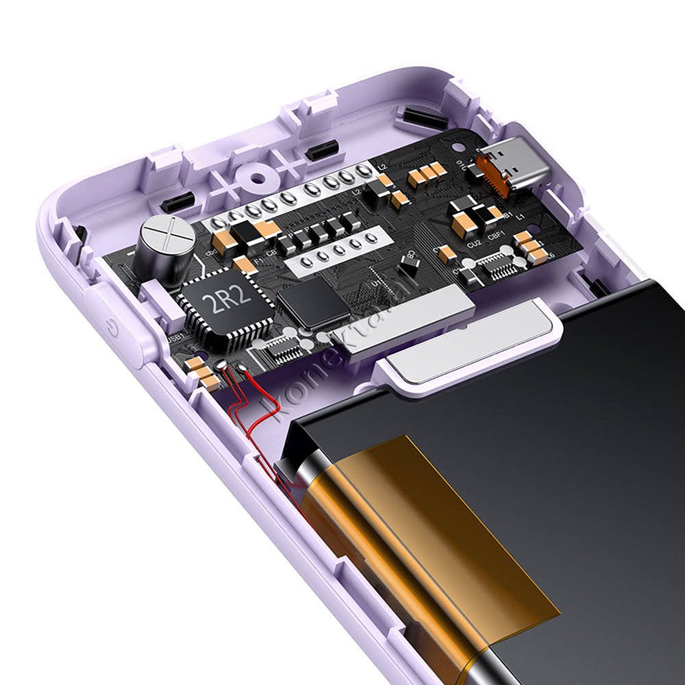 Baseus 22.5W 10000mAh External Battery, Purple, With 1 Port and Lightning & Type-C Cable - Thumbnail 6
