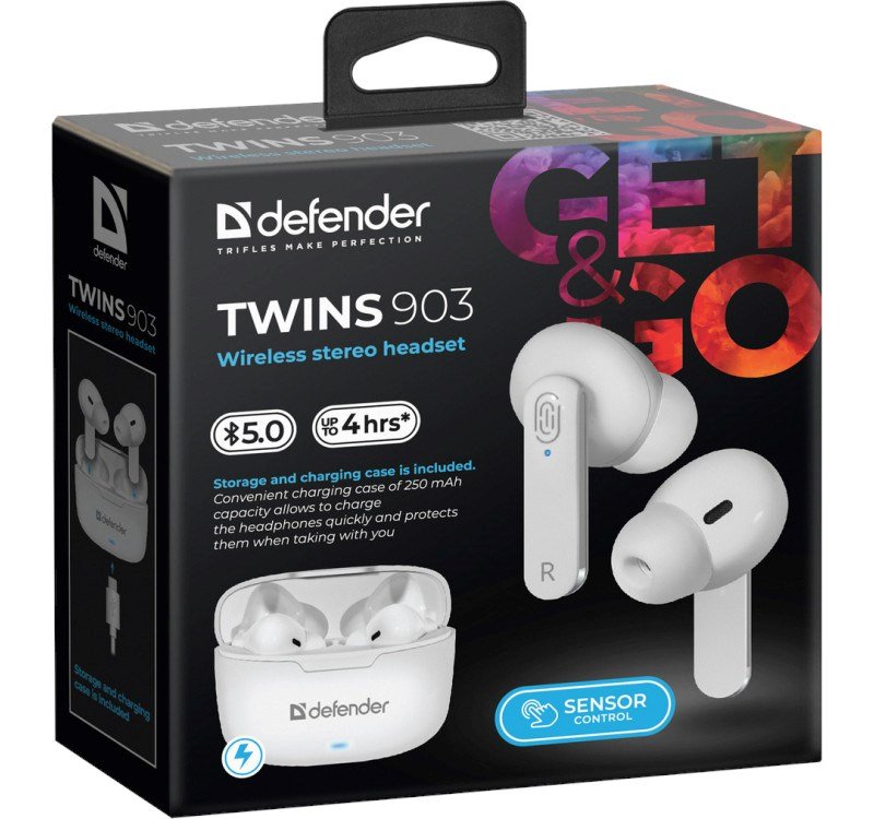 Defender TWINS 903 Headphones, Wireless, White - Thumbnail 6