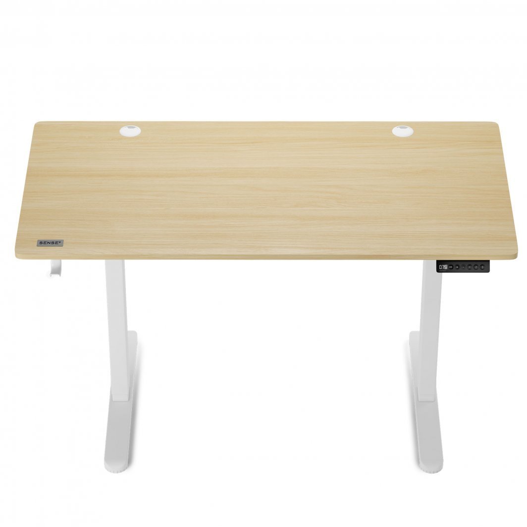SENSE7 Nojo Electric Table, 120cm x 60cm, White / Light Wood - Thumbnail 6