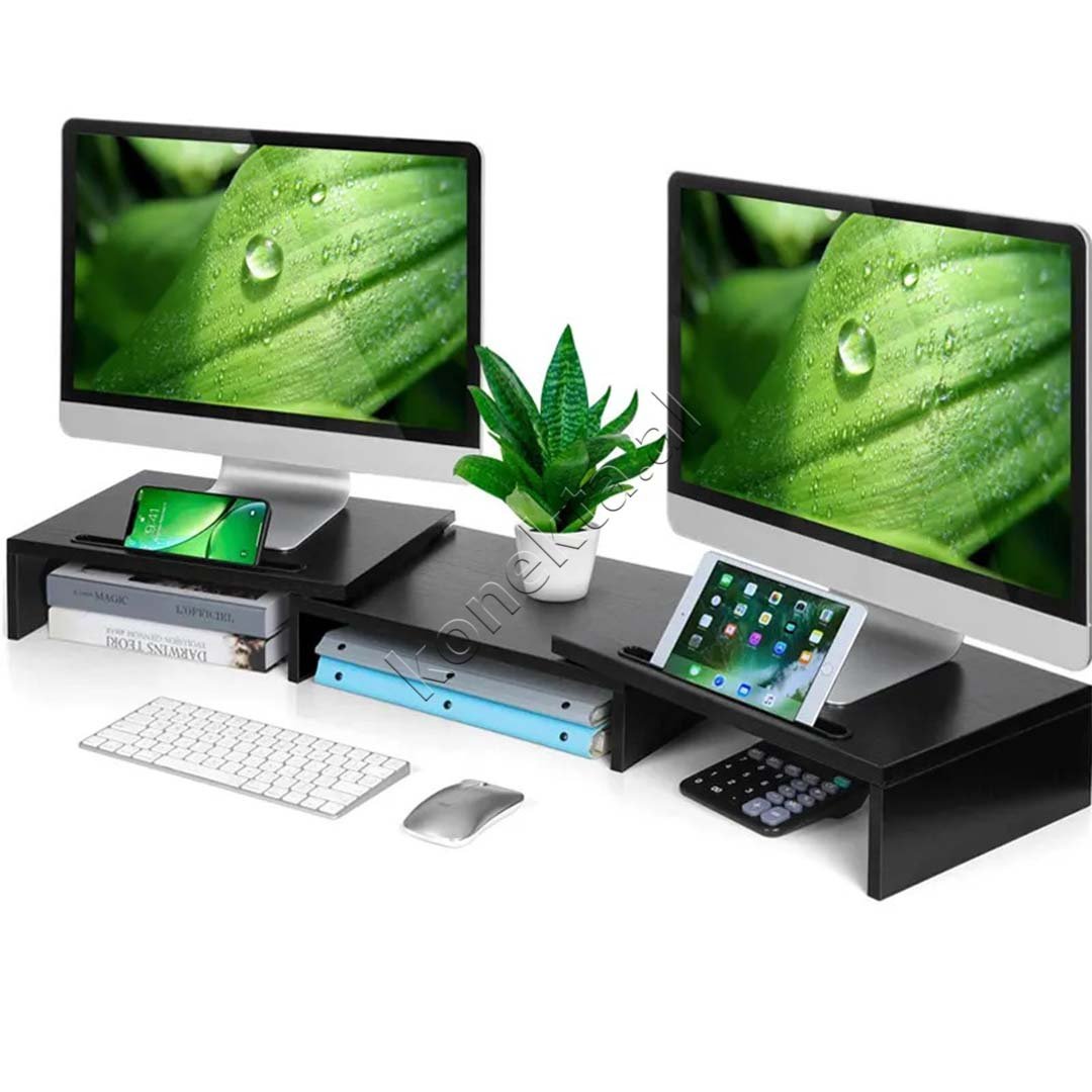 Baseus Monitor Stand, Wooden, 400x300x80mm, Black - Image 1