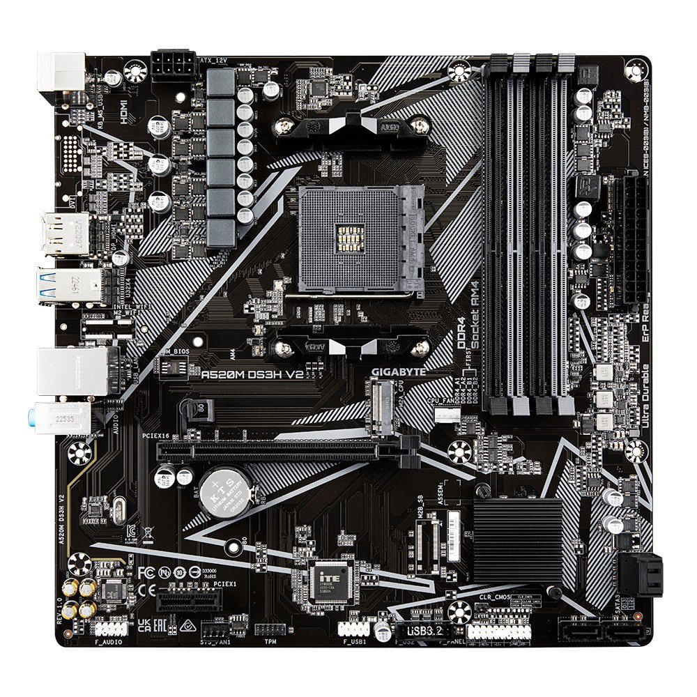 Gigabyte A520M DS3H V2 (rev. 1.0) Socket AM4 micro ATX Motherboard - Image 1