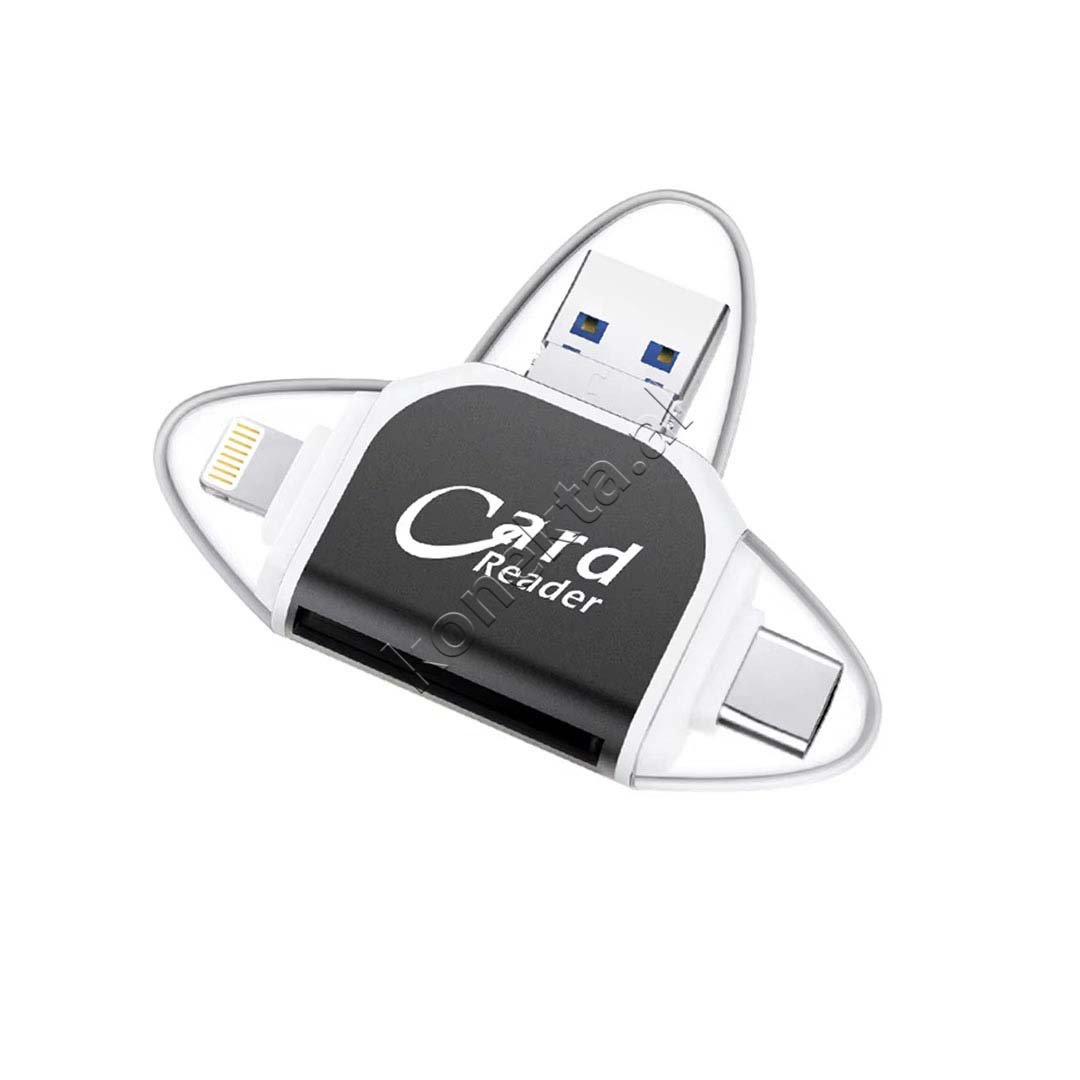 COTECICOTECI Adaptor Me Portë USB-A, USB-C dhe Lightning Për Kartë TF Dhe SD - Image 1