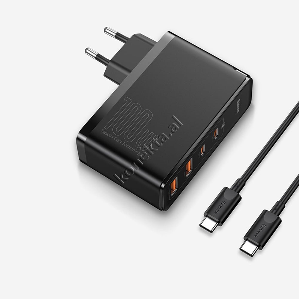 Baseus Charger, 4 Ports USB + Type-C, 100W, Black, with Type-C Cable - Thumbnail 6