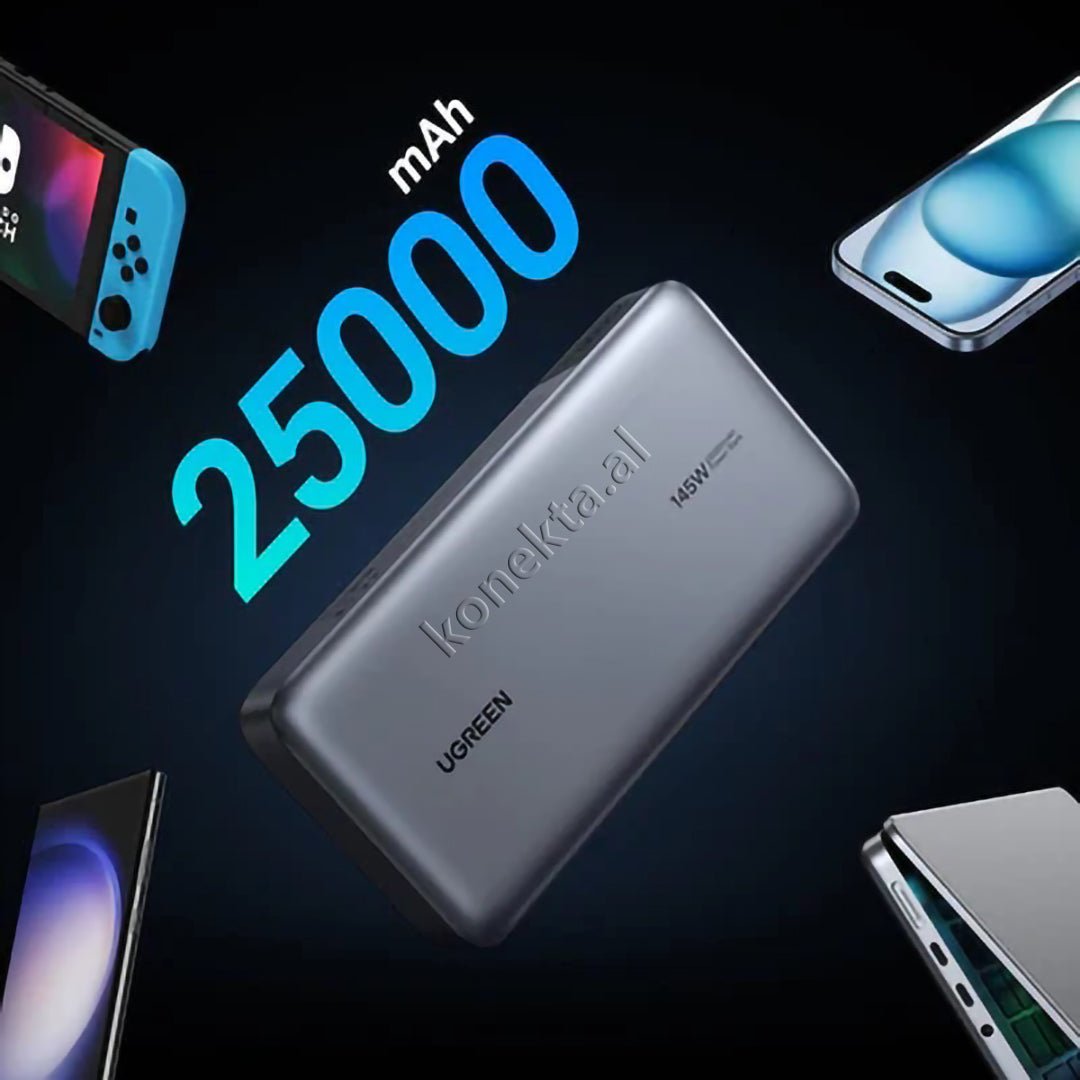 UGreen 25000mAh Power Bank, Black, 3 Ports, Fast Charging 145W - Thumbnail 7