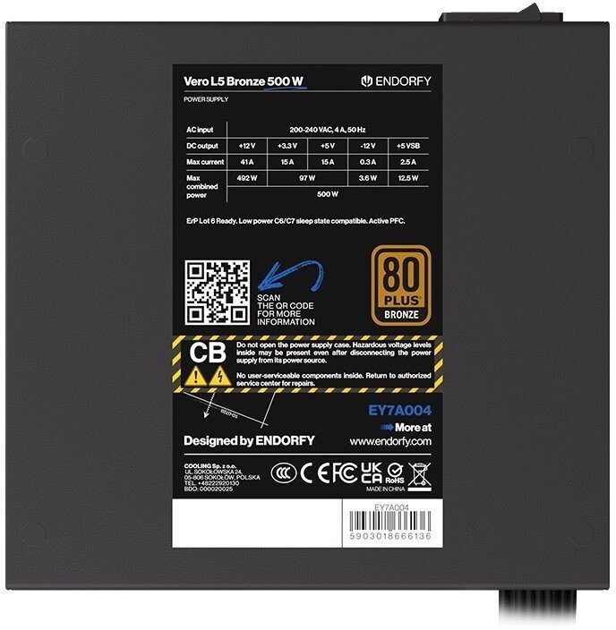 Endorfy Vero L5 Bronze Power Supply - 500W - Thumbnail 6