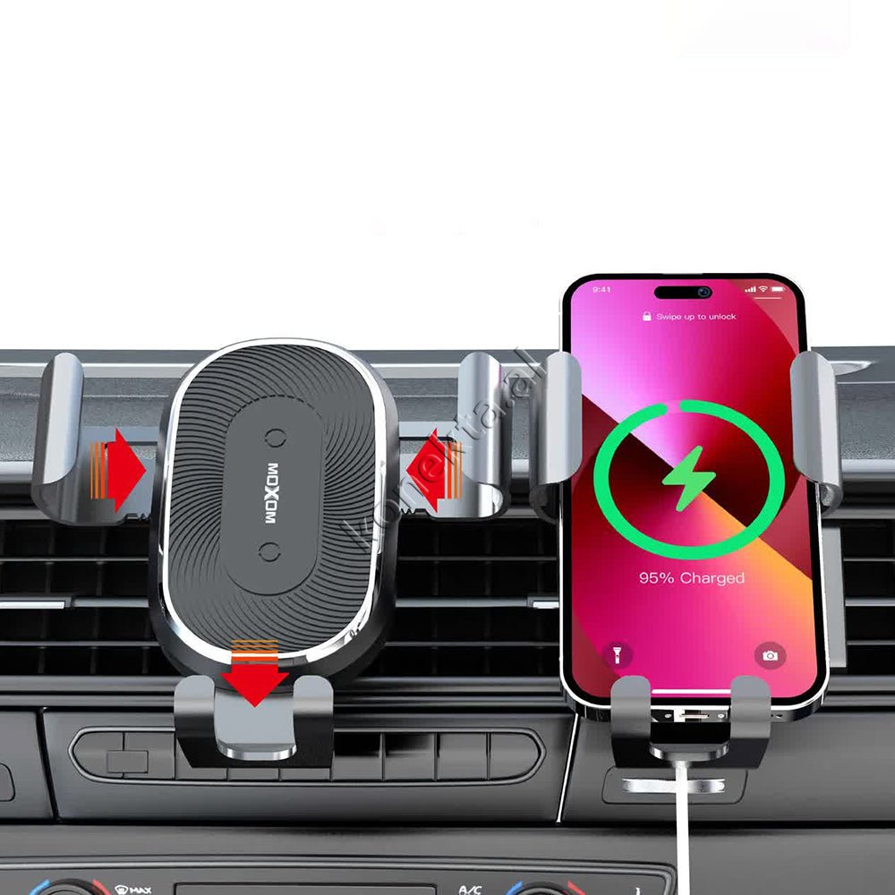 Moxom Mbajtese Celulari Per Makine Me Karikim Wireless 15W, E Zeze / E Argjendte - Thumbnail 4