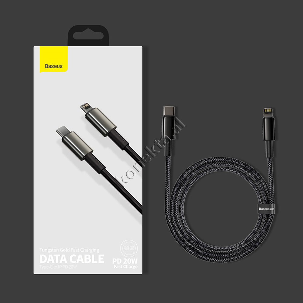 Baseus Type-C to Lightning Cable, 20W Fast Charge, 1m, Black - Thumbnail 2