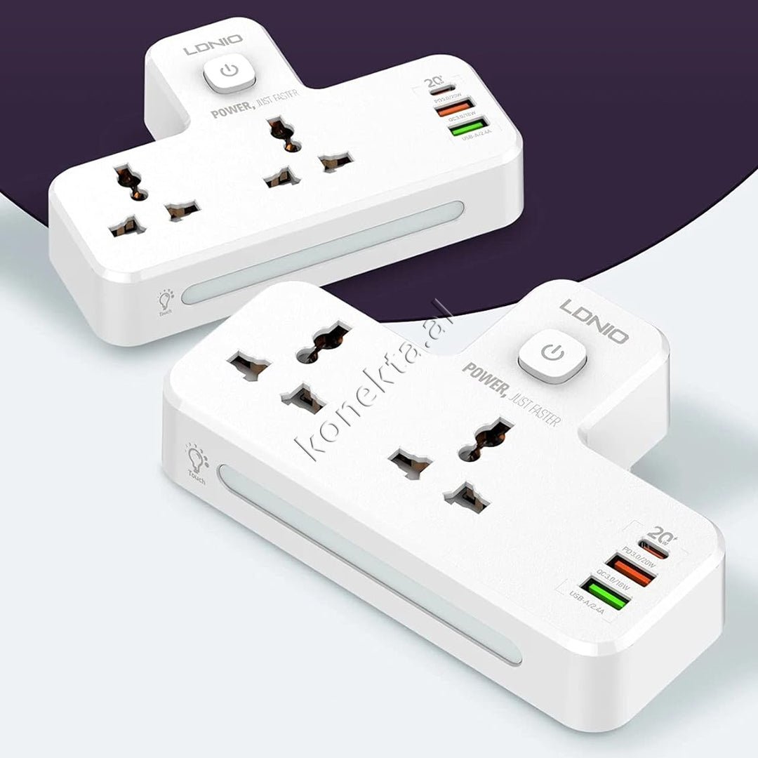 XO Multiprize 2 Vendeshe Power Strip Me 3 Porta Karikimi Te Shpejte dhe Dritë Nate LED - Thumbnail 4