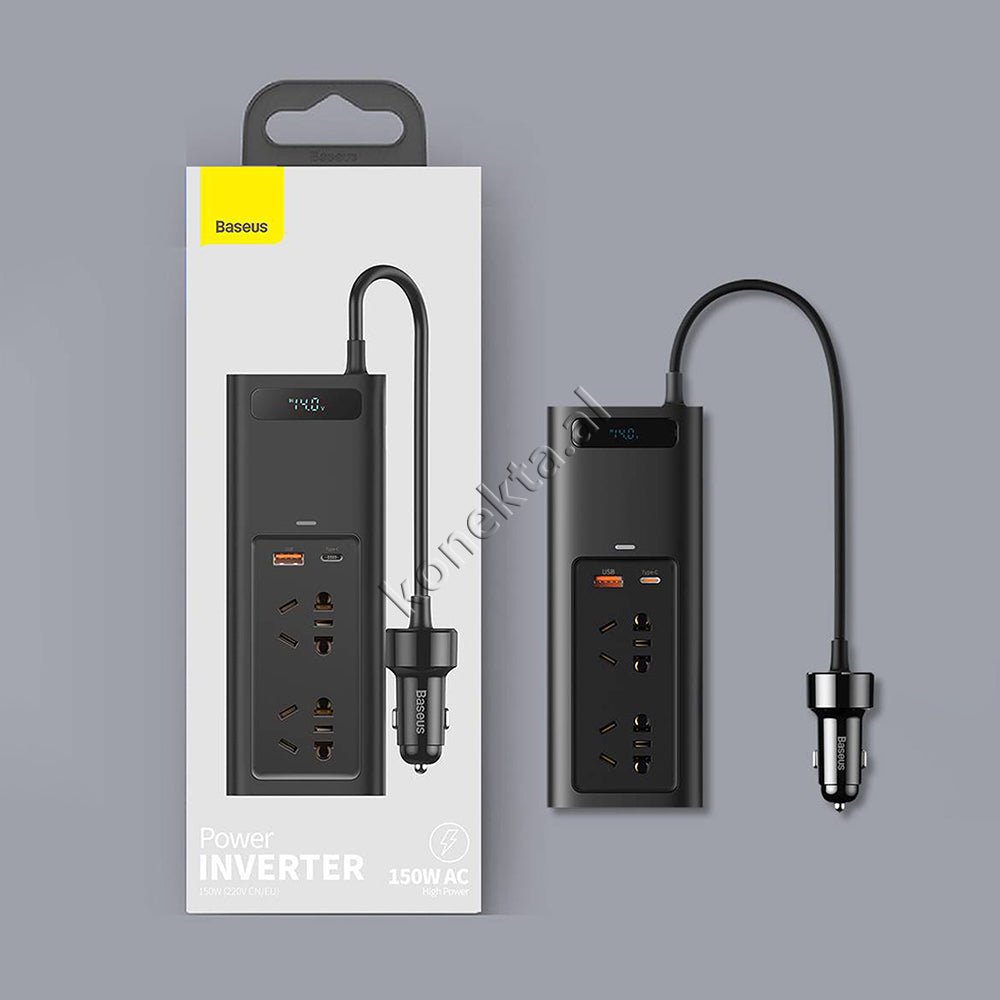 Baseus 150W Energy Converter, 4 Ports, Black - Thumbnail 2