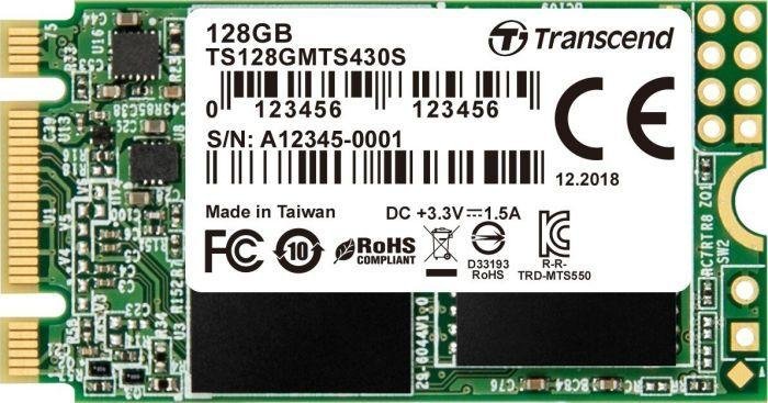 Transcend 430S SSD, 128GB, M.2 2242 SATA III - Image 1