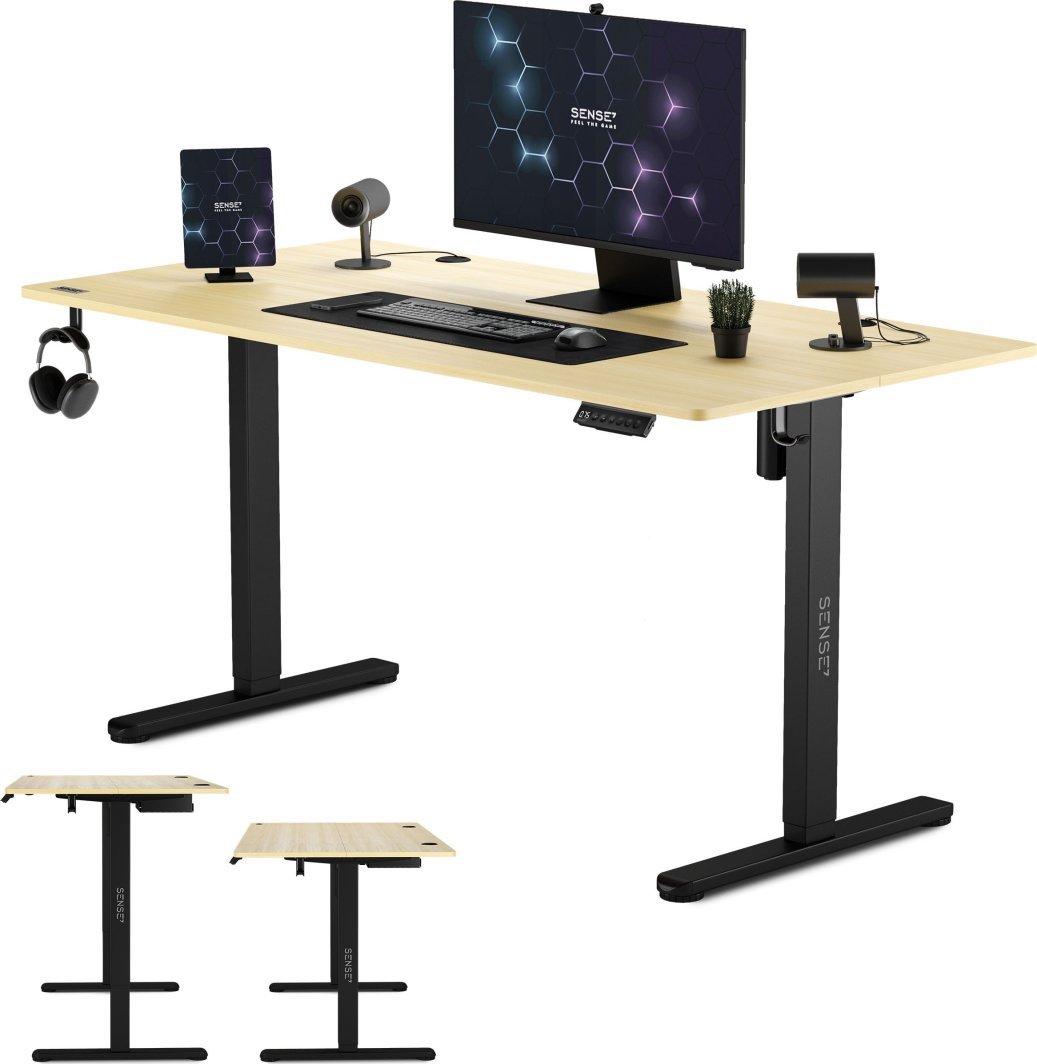 SENSE7 Nojo Table, 140cm x 70cm, Black / Light Wood - Thumbnail 3