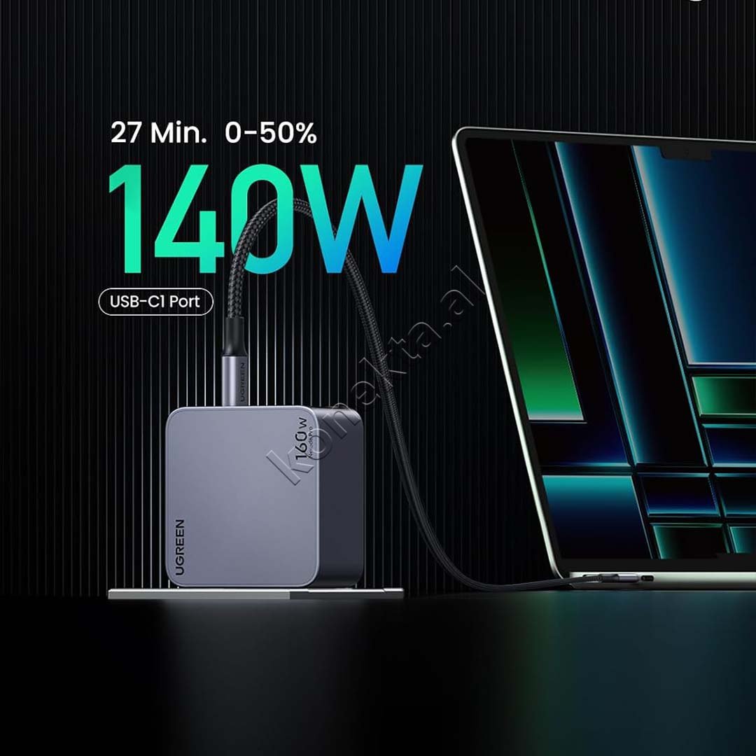 UGreen Nexode Pro 160W Charger, Grey, USB-A & 3xUSB-C - Thumbnail 4