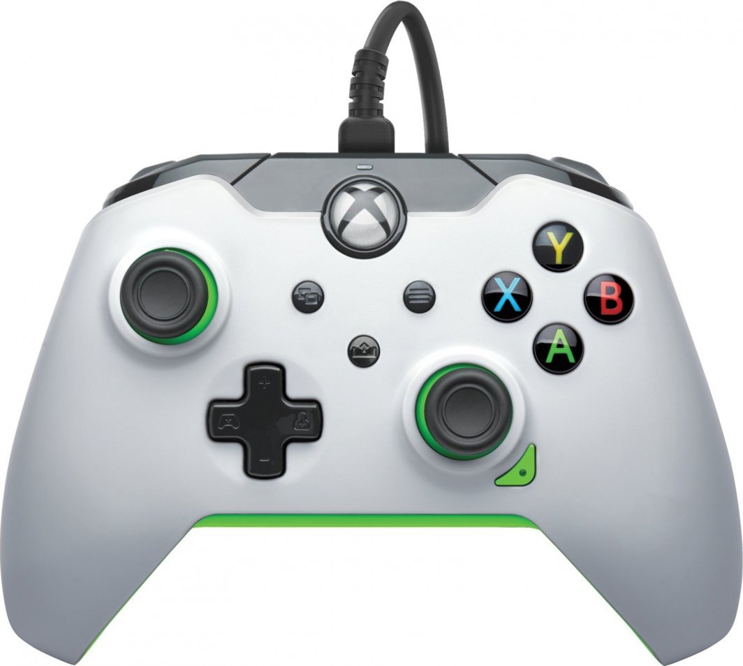 PDP Xbox Series Controller, Wired, White / Green - Image 1