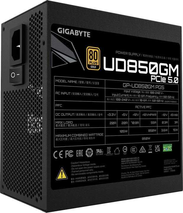 GIGABYTE UD850GM PG5 Power Supply, 850W - Thumbnail 6