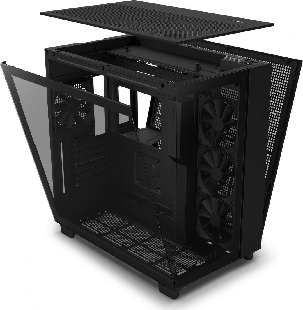 NZXT H9 Flow Case, Black - Thumbnail 5