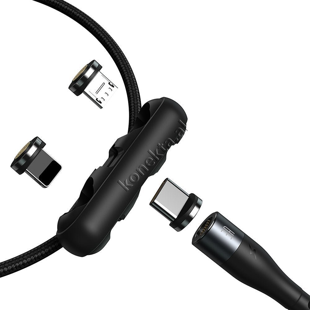 Baseus Kabell USB Me Koke Magnetike 3 Ne 1 Lightning, Micro & Type-C, E Zeze / E Bardhe - Thumbnail 16